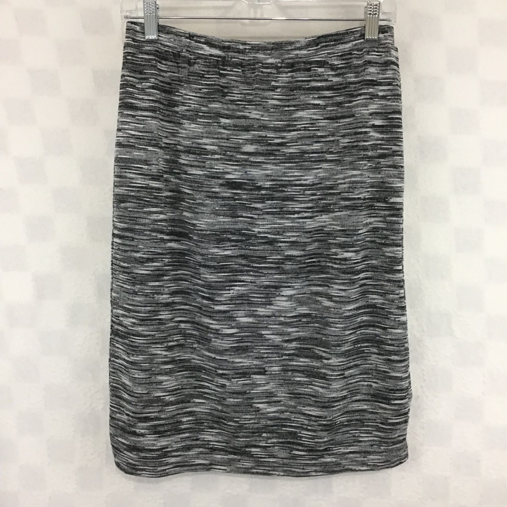 Joan Rivers Womens Space Dye Knit Pencil Skirt Black White Grey Elastic Waist S